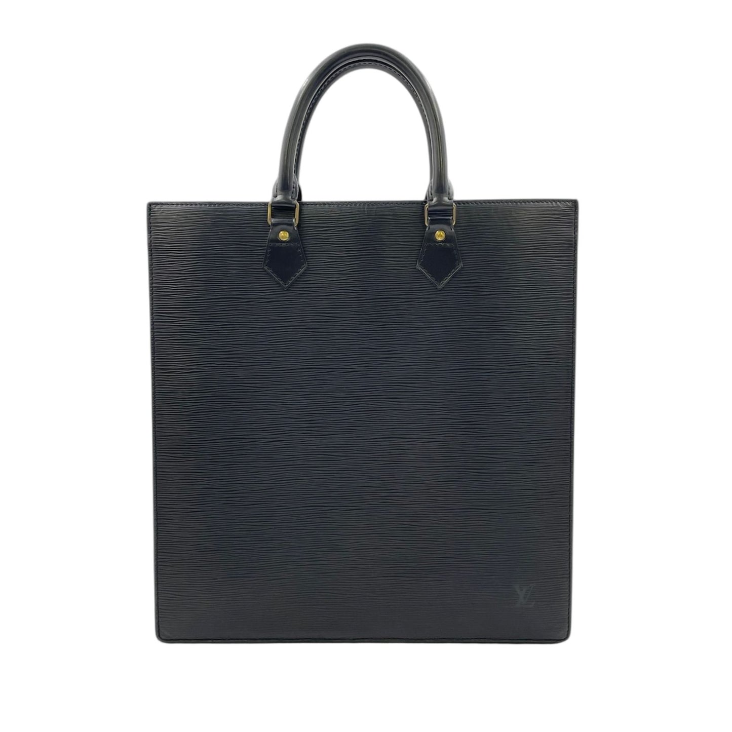 Louis Vuitton Sac Plat Epi Noir Leather Black Tote Gold
