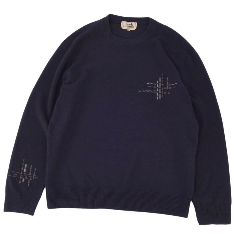 Hermes Knit 23 AW Sweater Pullover Leather Knitting