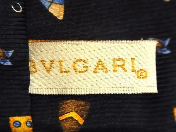 Bvlgari 100% Silk All-over Tie Business Men's Navy And Multicolored Be8332