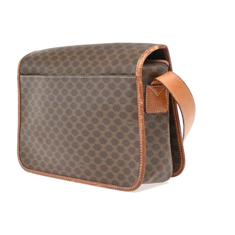 Celine Shoulder Bag Macadam PVC Leather Brown 05ka866