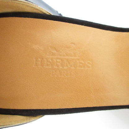 Good Hermes Suede Ankle Strap Sandals 34 21cm (8.27in) Equivalent Black Women's