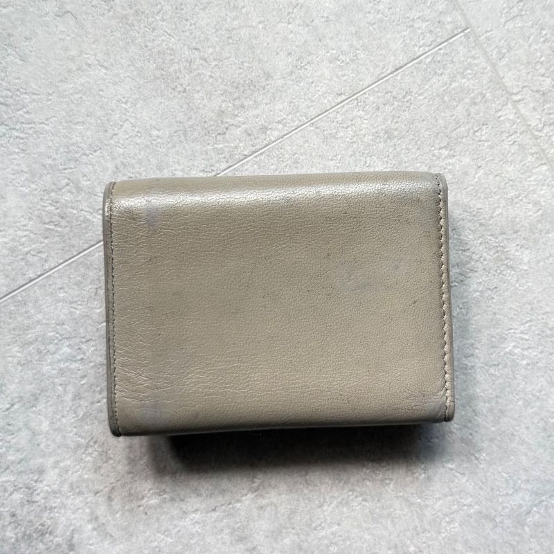 Bottega Veneta Trifold Wallet Intrecciato Leather Gray Men Women Unisex Compact