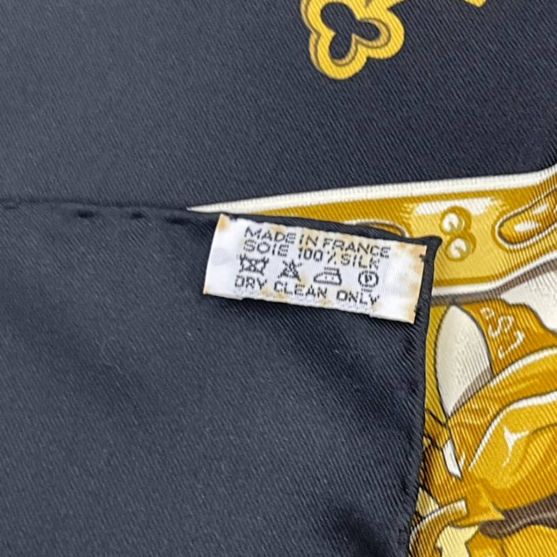 Hermes Scarf Carre 90 La Vie A Cheval Gold And Black