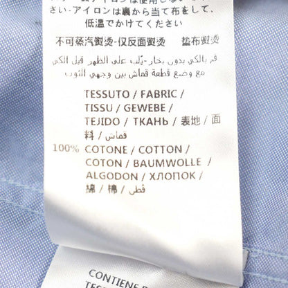 Gucci 521946 100% Cotton Logo Button Collar Silk Long Sleeves Blue Gold 41/16