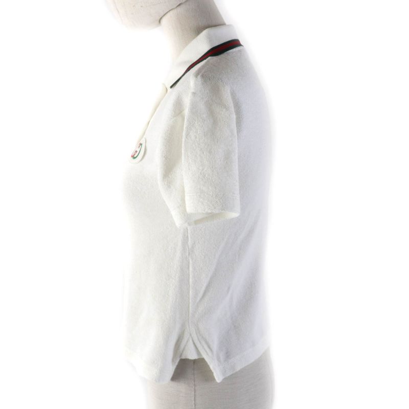 Gucci '20 599122 Web Stripe Interlocking G Pile Cotton Short Sleeve Polo Shirt