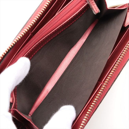 Gucci 308005 Leather Round Zip Wallet Long Red Made In Italy