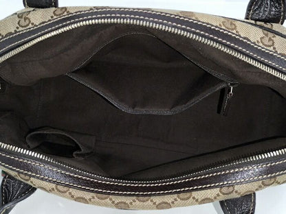 Gucci Shoulder Bag Sherry Line GG Canvas Leather Beige Dark Brown 161720