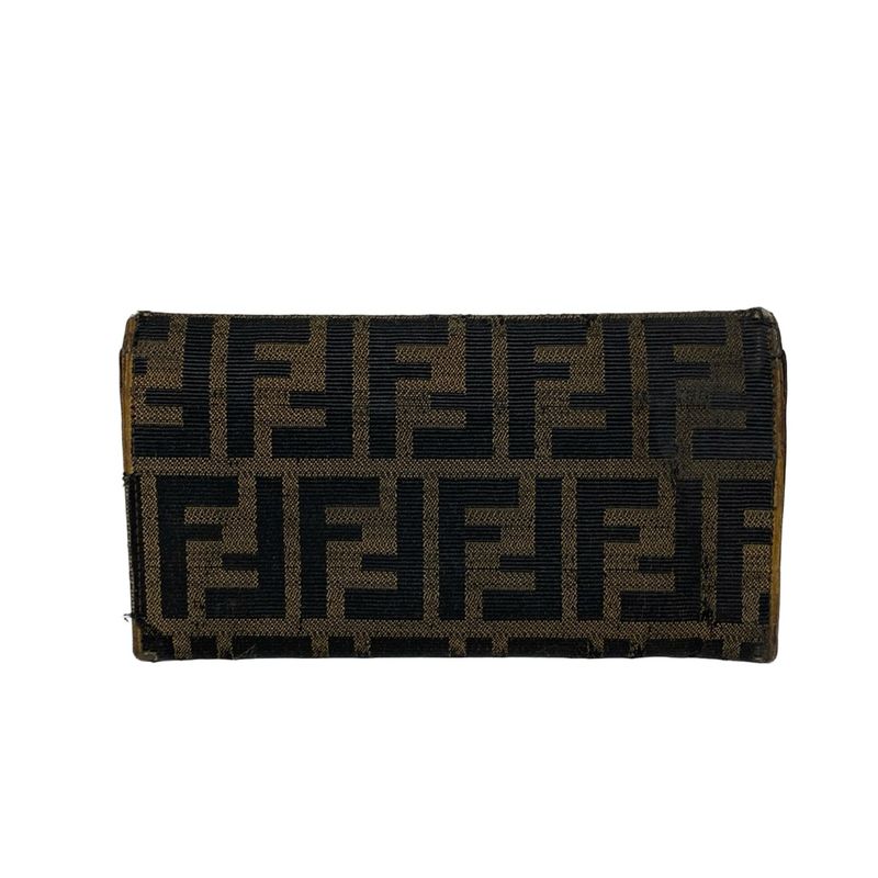 Fendi Long Wallet Zucca Pattern 8m0009 Beige And Black