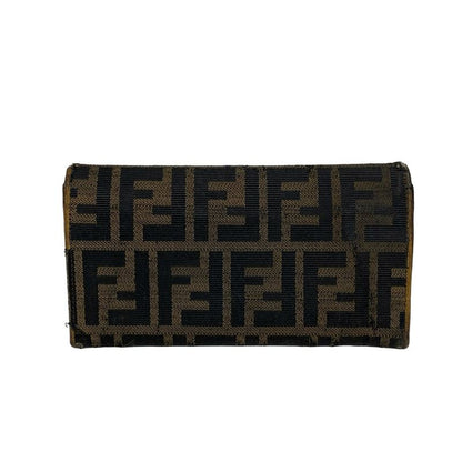 Fendi Long Wallet Zucca Pattern 8m0009 Beige And Black