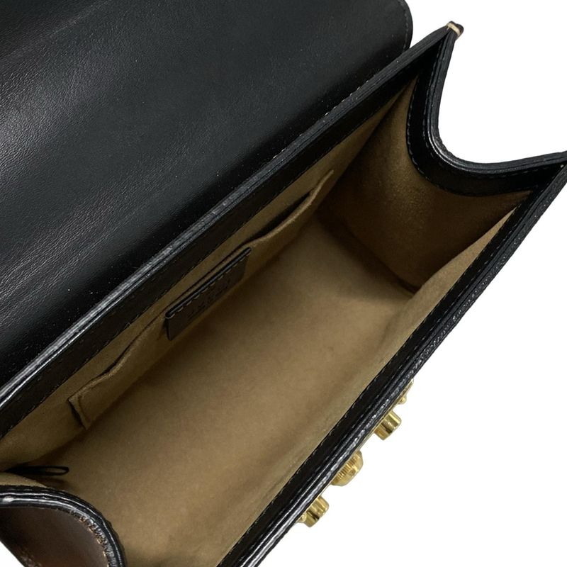 Gucci Shoulder Bag Padlock GG Small 409487 Black X Brown X Multi Chain Shoulder