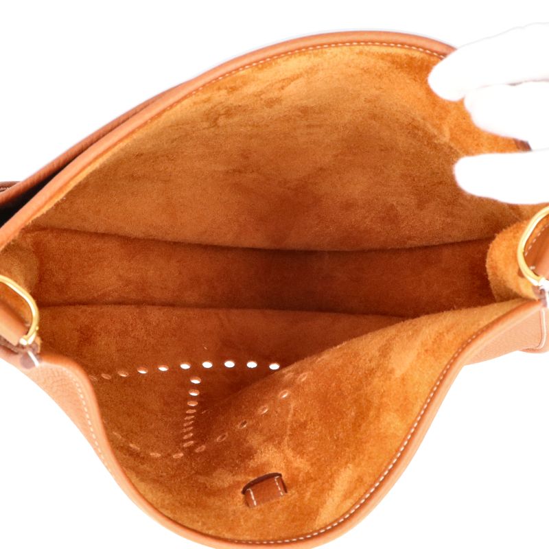 Hermes Evelyn 3 GM Taurillon Clemence Women's Shoulder Bag Gold Excellent