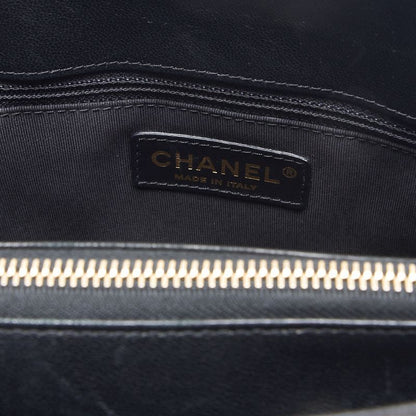 Chanel V Stitch Decacoco Double Chain Shoulder Lamb Skin Black With Gold