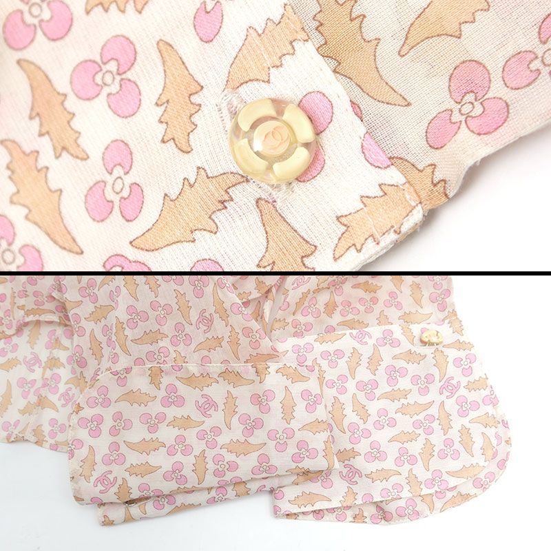 Chanel Cotton Shirt P23109 Size 34 Camellia Pattern