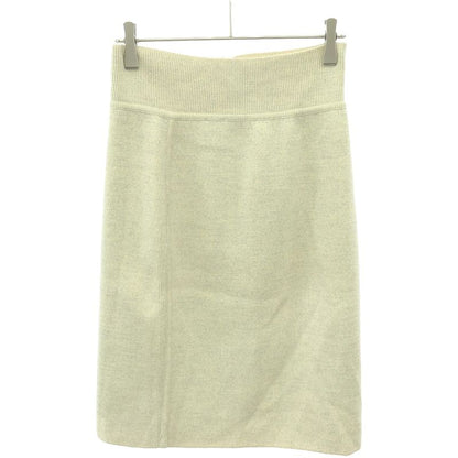 Hermes Virgin Wool Ribbed Knit Skirt Ivory 34