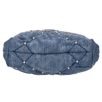 Chanel As3980 Chanel 22 Mini Denim Studded Chain Shoulder Bag Women