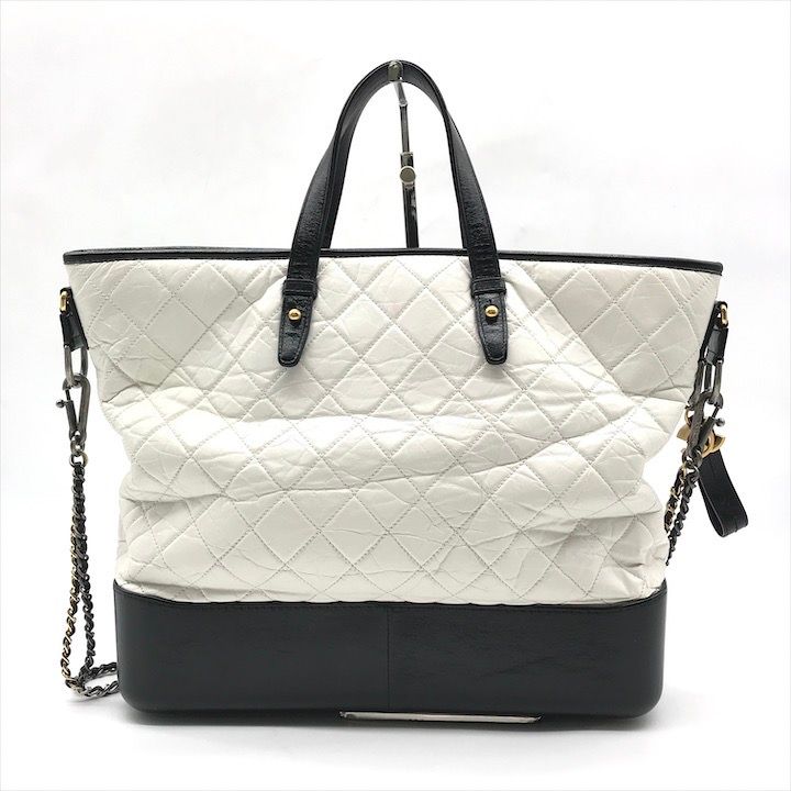 Chanel CC Logo Quilted Gabriel 2-Way White Bicolor Purse