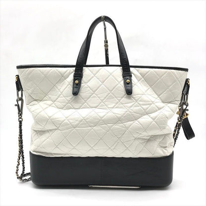 Chanel CC Logo Quilted Gabriel 2-Way White Bicolor Purse