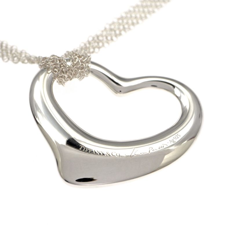 Tiffany & Co Necklace Open Heart Mesh Chain Ag925 SV Pendant Jewelry
