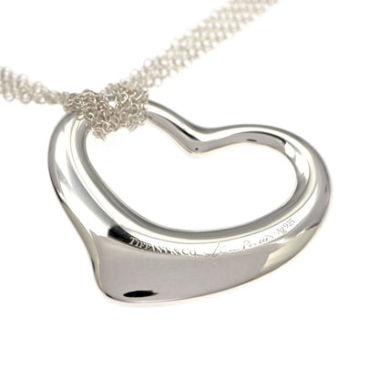 Tiffany & Co Necklace Open Heart Mesh Chain Ag925 SV Pendant Jewelry