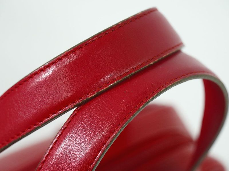 Authentic Christian DIOR Leather Mini Boston Bag Handbag Red Bag Pre-owned