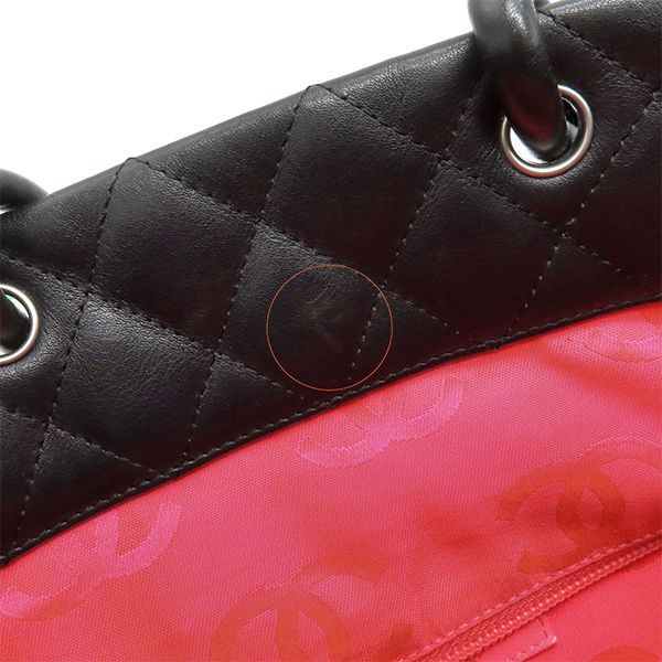 Chanel Tote Bag Cambon Line Medium Leather Enamel Black Silver Hardware Black