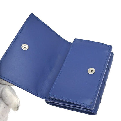 Bottega Veneta Trifold Wallet Intrecciato Blue Leather 35ka812