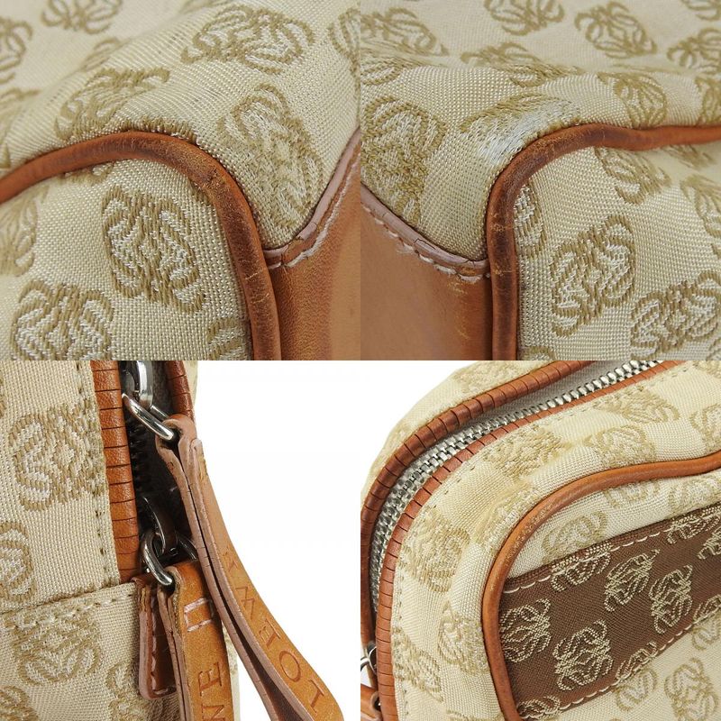 Loewe Tote Bag Anagram Canvas Leather Beige Brown Silver Hardware Business Bag