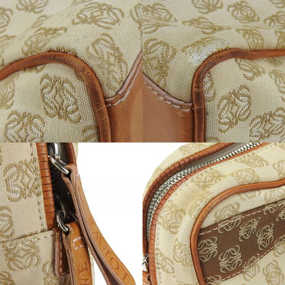 Loewe Tote Bag Anagram Canvas Leather Beige Brown Silver Hardware Business Bag