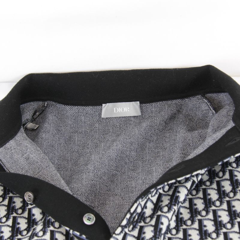 Christian Dior Oblique Size M Polo Shirt Cotton Men's Knit Navy Hi-brand