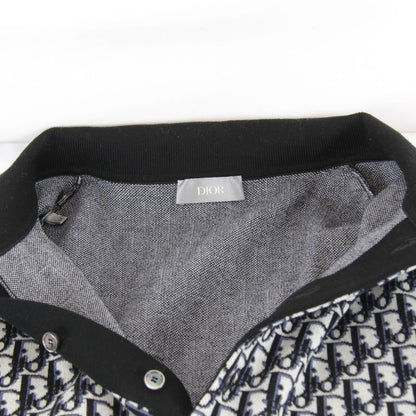 Christian Dior Oblique Size M Polo Shirt Cotton Men's Knit Navy Hi-brand