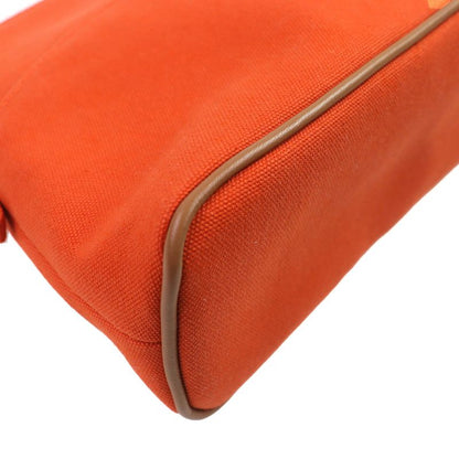 Hermes Bolide Pouch MM Cotton 100% H Logo Embroidery Leather Use Canvas