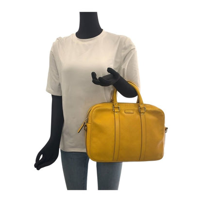 Gucci Diamante Yellow Silver Hardware Leather 344357 Business Bag Briefcase
