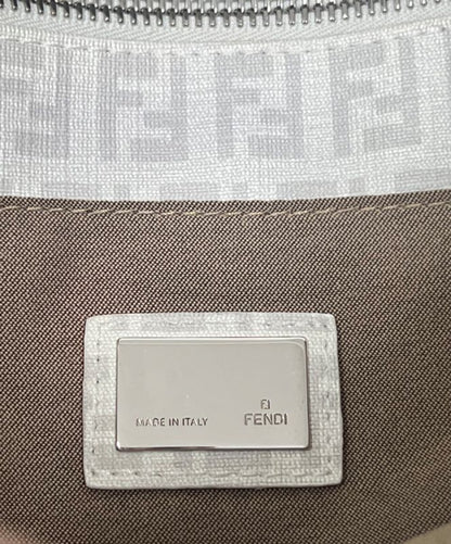 Fendi Bag Tote Handbag Zucchino Pattern White Gray 73ga948