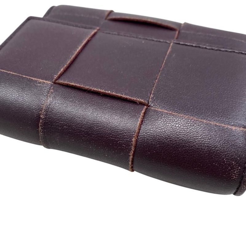 Bottega Veneta Trifold Wallet Maxi Intrecciato 651372 Leather Purple Gold