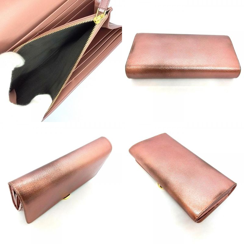 Bvlgari Logo Clip Long Wallet Metallic Pink Long Wallet Leather 287068 NFC Tag