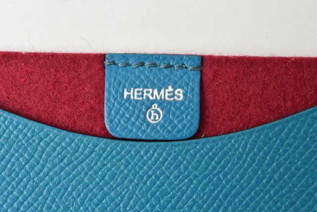 Unused Hermes Flat Pouch Pass Case Hermes Pouch Petite Ache Vaux Epson Blue Red