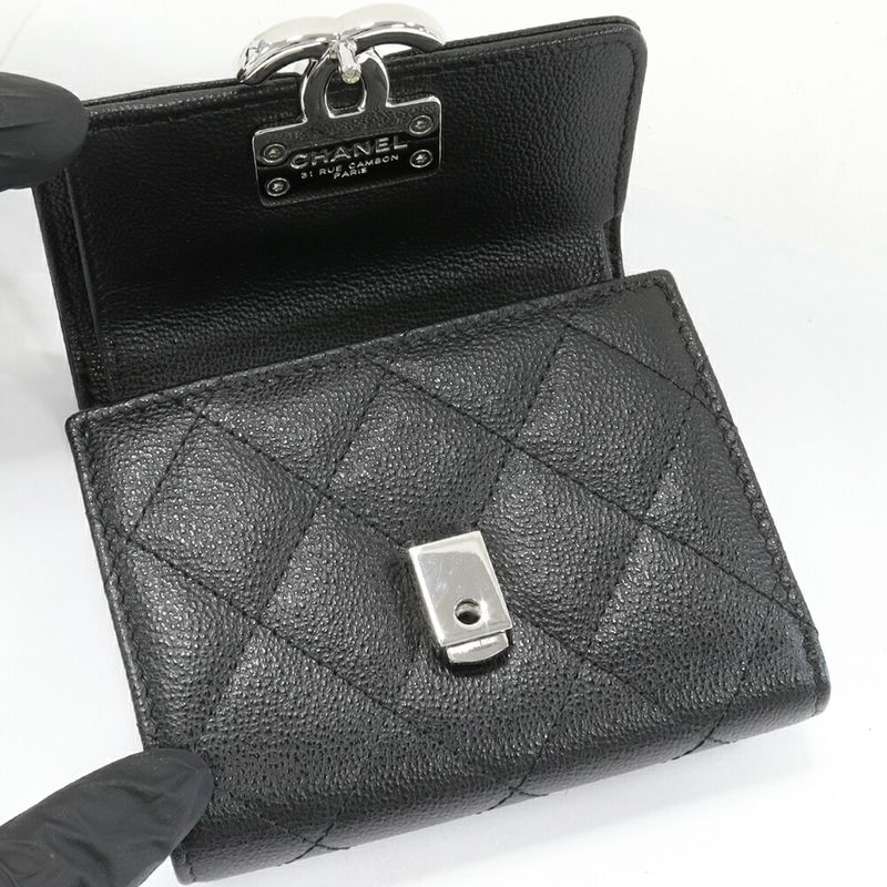 Chanel Trifold Wallet With Coin Purse Coco Mark Small Flap Wallet In Soft