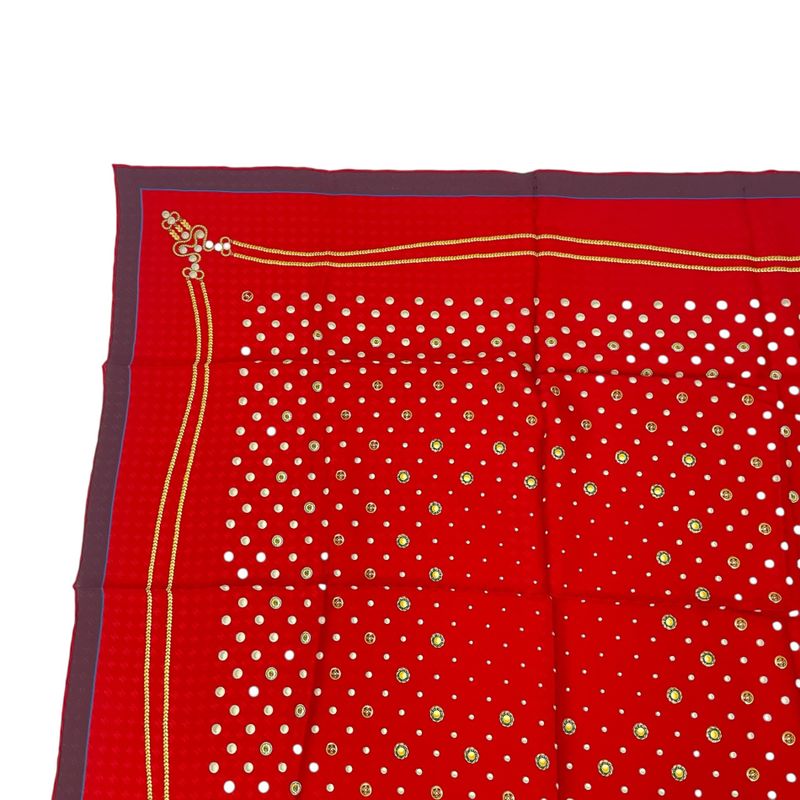 Chanel Large Silk Scarf Coco Mark Red With Box