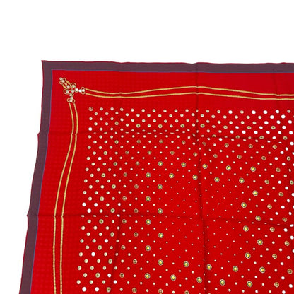 Chanel Large Silk Scarf Coco Mark Red With Box