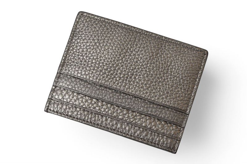 Fendi Card Case Business Card Holder Fendi Leather FF Baguette Motif Metallic