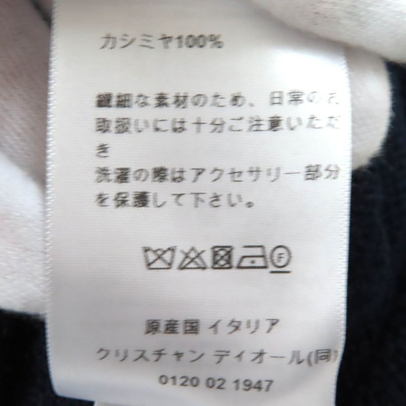 Christian DIOR 354s74am082 100% Cashmere CD Logo Faux Pearl Long Sleeve Knit