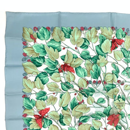 Hermes Scarf Carre 90 L'arbre De Soie Silk Tree Mulberry Tree And Silkworms Blue