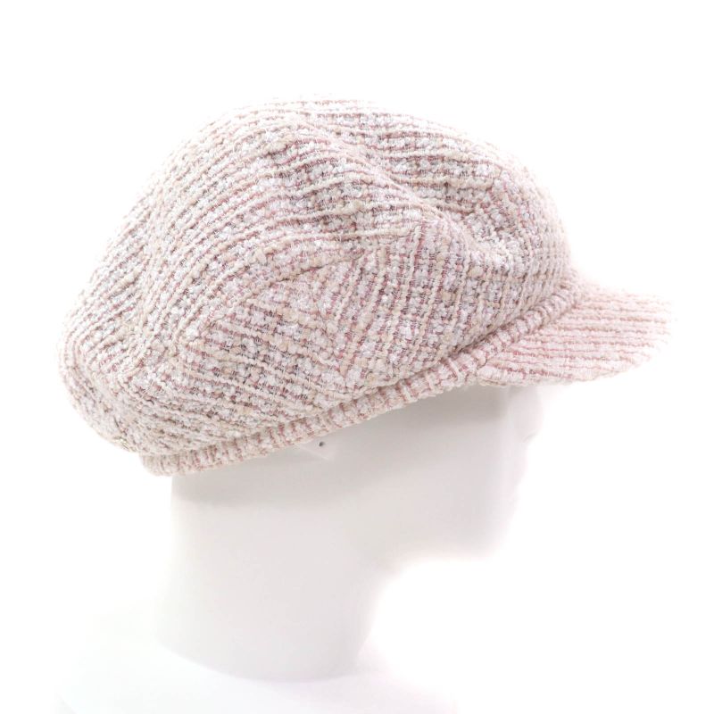 CHANEL 2024 24P Tweed Casket With Coco Mark Hardware Hat Pink L Made In Italy