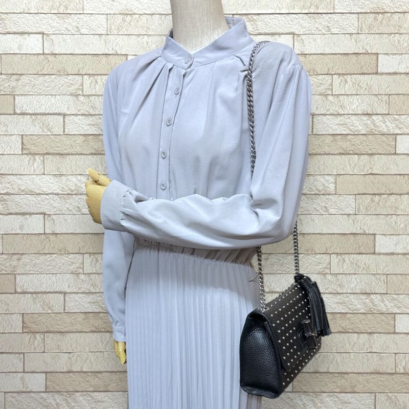 Gucci Studded Bamboo Shoulder Bag Leather 387611 Black Ladies Gucci