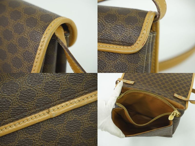 Authentic Celine Macadam Shoulder Bag Pochette PVC Brown Macadam Bag Pre-owned