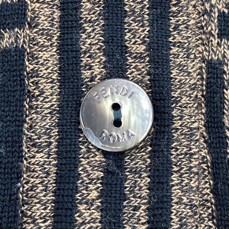 Fendi Knit Vest Wool Zucca Pattern Black And Brown Logo Women