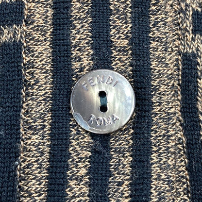 Fendi Knit Vest Wool Zucca Pattern Black And Brown Logo Women