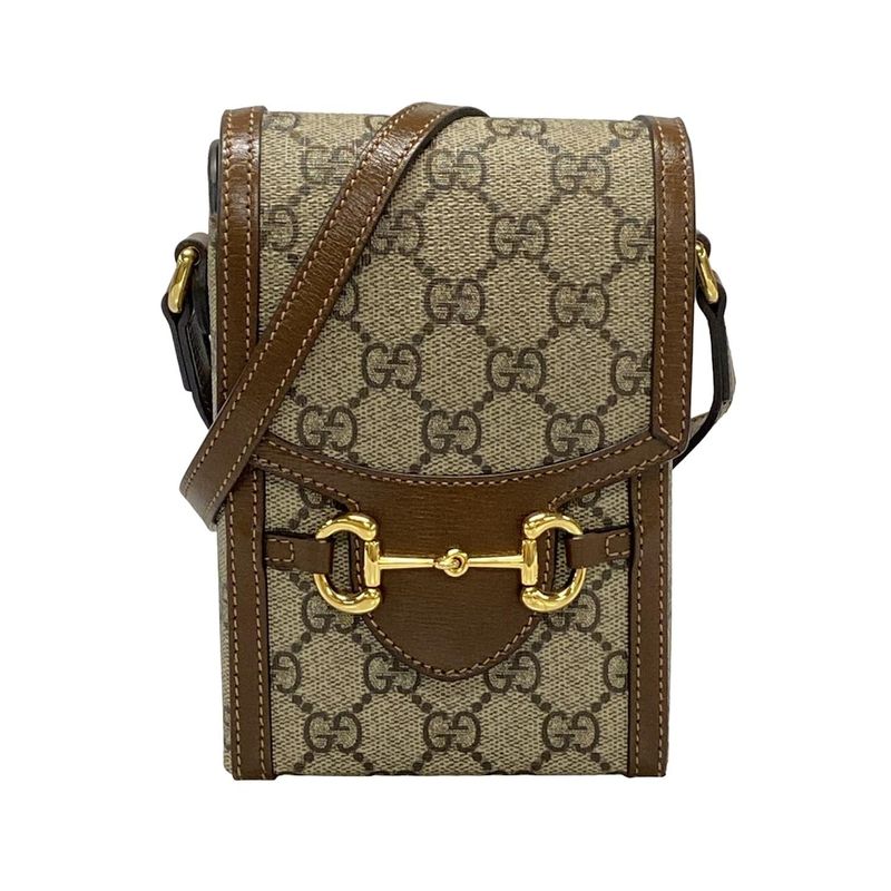 Gucci Shoulder Bag GG Plus GG Supremehorsebit 625615 Beige And Dark Brown Mini