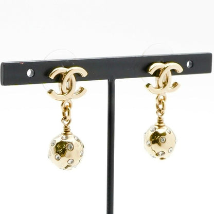 Chanel Earrings Earring Gold Coco Mark Rhinestone