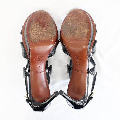 Louis Vuitton Sandals Pin Heel Sandals Black Gold Hardware Enamel